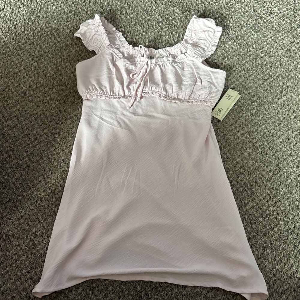 Light Pink Sleeveless Dress with Ruffle Straps NWT- L-12/14